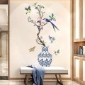 "3D Chinese Large Vase Blue Flower Wall Stickers with Romantic Floral Design – Modern Home Decor Wall Art Poster for Bedroom, Living Room, Wedding Decorations, and DIY Creative Wall Decals for Elegant Interiors". 