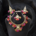 Multicolor Crystals Mehndi Jewellery Set for Girls. 