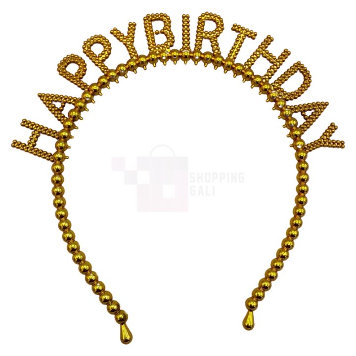 Happy Birthday Hair Band - Adjustable - Birthday Party Hair Band - Golden Color - Headband For Boys & Girls