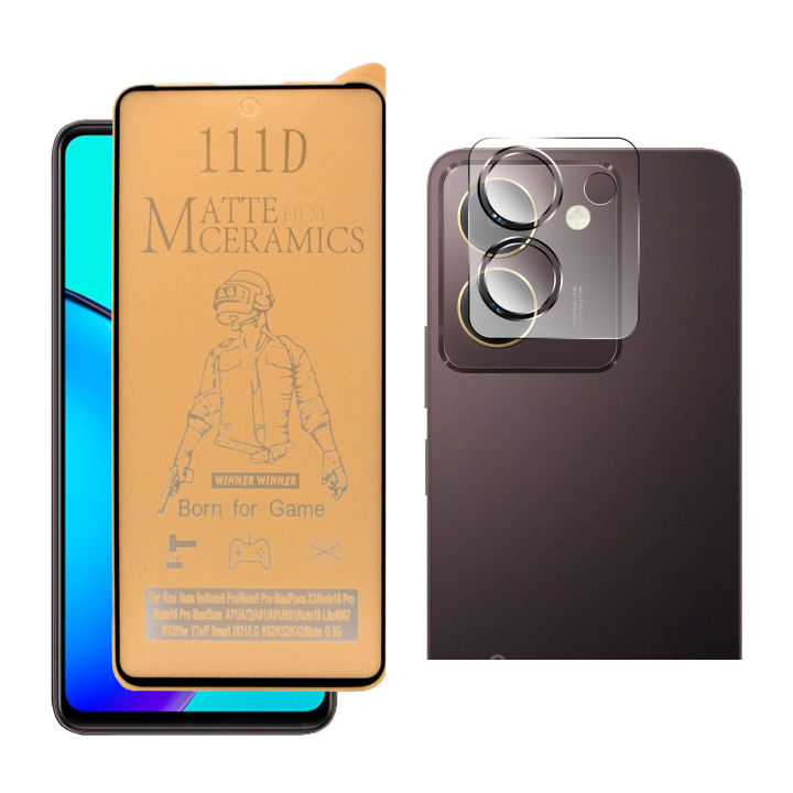 Vivo Y27s Matte Glass Fiber Glass Protector + Back Rear Camera Protector 9H Gorilla Flexible Protection For Y27s