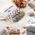 6 pairs New Fashion Stud and Drop Earrings set Mixed Pearl and Bohemian Vintage style Jewellery accessories for Women. 