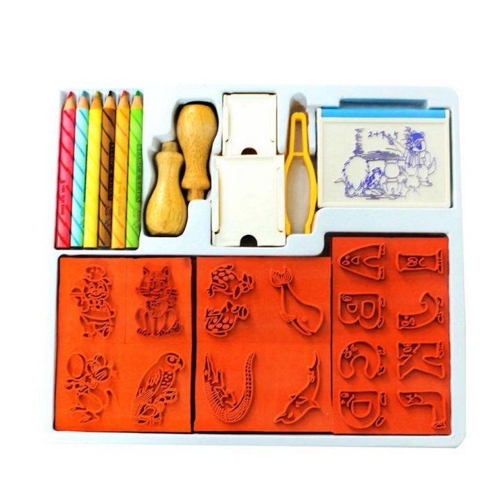DIY Cartoon stamps for Kids - Clear Scrapbooking Stamp Set Cartoons Stamping Coloring Kit Transparent Outline Drawing Rubber Stamp Set Fun and Learn for Children