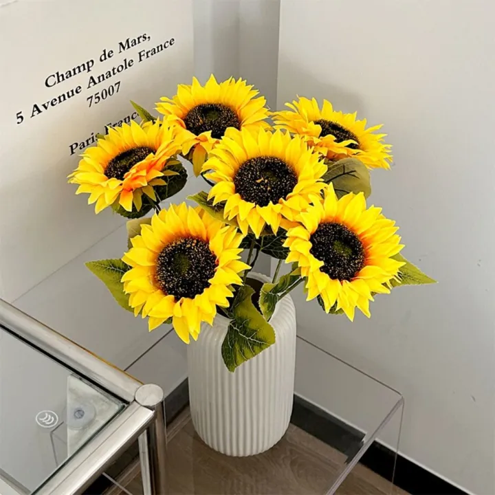 New Sunflower Artificial Sunflowers Silk Realistic Flowers Bouquet Fake ...