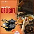 SONEX Deluxe Die Cast 15 Pieces Cookware Set – Heavy Duty Aluminum | Premium PTF Non Stick Coating – Black | Durable Non Stick Cookware Set for Gas Stove | Long-Lasting & Easy to Clean. 