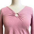 Korean Trendy Pink Top , Designed V Neck, Casual Wear, Soft Cotton, Multiple Colors By Trendy Tees. 