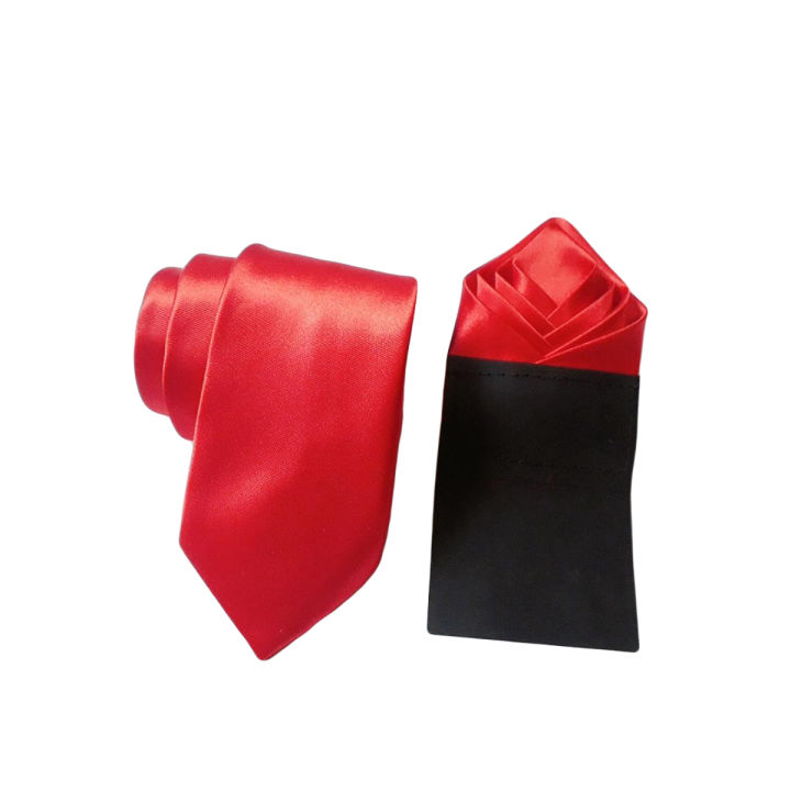 Red Tie with pocket square
