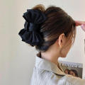 large size Black Double-sided Bow Clip Fashion Bow clip Satin surface Shark claws black Double sided Bow tie hair clip for Hair. 