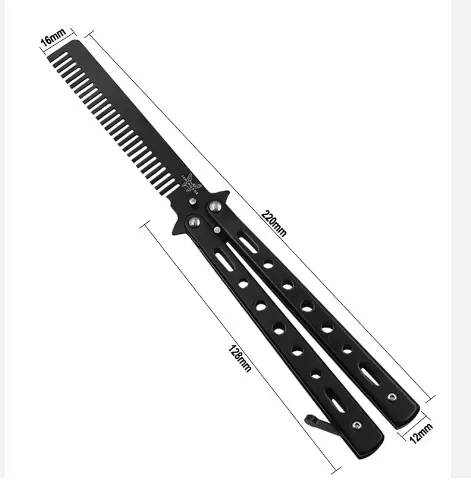 "Folding%20Butterfly%20Comb%20%E2%80%93%20Balisong%20Training%20Knife%20Style%20Foldable%20Pocket%20Comb%20%E2%80%93%20Portable%20EDC%20Fidget%20Comb%20for%20Hair%20Styling%20and%20Tricks"%20-%20Image%206