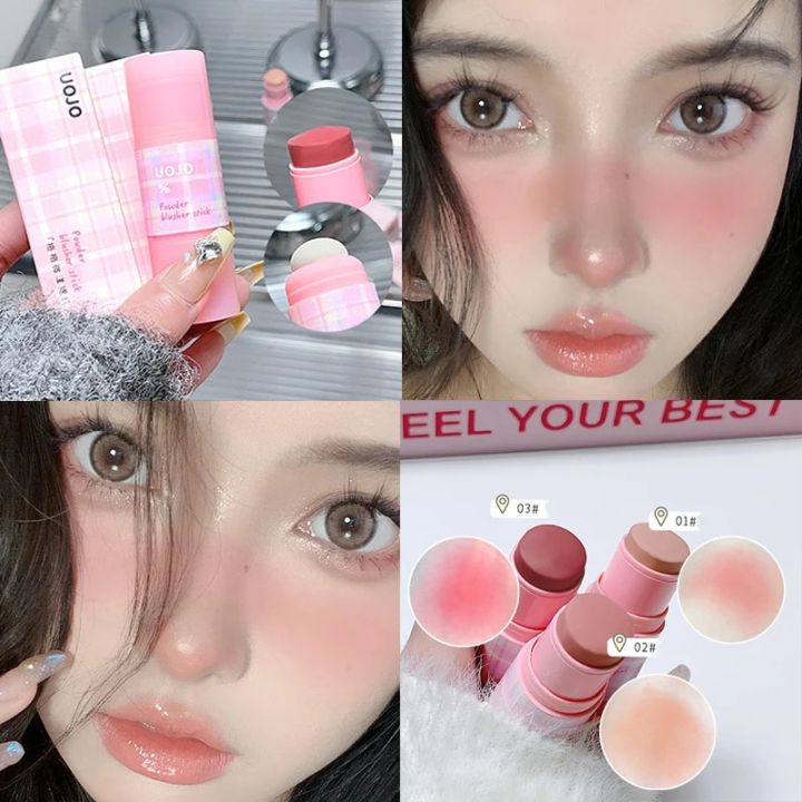 Creamy Peach Blusher Stick Waterproof Low Saturation Cute Strawberry Milk Blush Natural Matte Rubor Korean Dupes Women Makeup