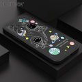 Hontinga for Samsung Galaxy A52 5G Case NASA Earth Planet Astronaut Phone Case Square Edge Pattern Liquid Silicone Cases Full Cover Camera Case. 