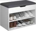 Premium 2-Layer Shoe Rack Organizer with Folding Padded Seat Cushion & Pull-Down Storage Cabinet – Stylish Wooden Shoe Storage Bench for Entrance, Hallway, Home Entryway, Space-Saving Shoe Organizer, Multi-Functional Shoe Stand by Decorniture. 