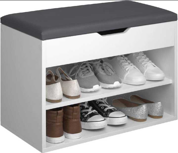 Premium 2-Layer Shoe Rack Organizer with Folding Padded Seat Cushion & Pull-Down Storage Cabinet – Stylish Wooden Shoe Storage Bench for Entrance, Hallway, Home Entryway, Space-Saving Shoe Organizer, Multi-Functional Shoe Stand by Decorniture