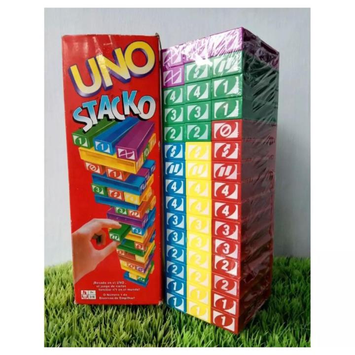 UNO Stacko Jenga Board Game - Classic Balancing Game for Ages 8+ - 12 Wooden Blocks per Pack
