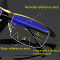 2 In 1 Progressive Multifocal Lens Reading Glasses, Suitable for Hyperopia and Myopia, with Graded Anti Blue Light Automatic Adjustment for Long Vision Glasses 100~ 400. 