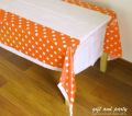 ORANGE POLKA DOT TABLE COVER FOR TABLE DECORATION ( 108 CM X 180 CM ). 