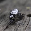 【wholesle668 Store】EYHIMD Wild The Beast Steel Ring Mens Biker Jewelry. 