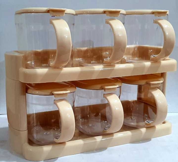Spice Jars Masala Rack - Masala Box Set 6 Pieces With Spoons