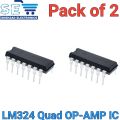 2PCS LM324 LM324N DIP-14 Quad Operational Amplifier IC. 