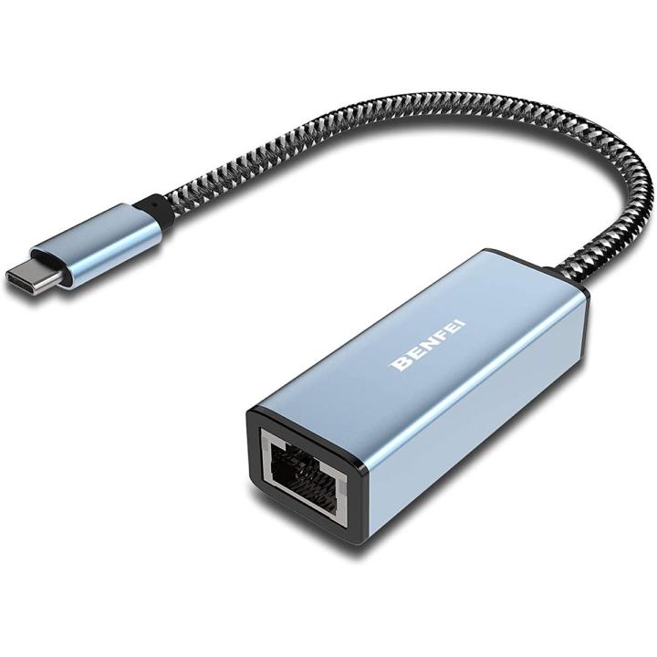 USB-C to Ethernet Adapter, Benfei USB Type-C (Thunderbolt 3) to RJ45 Gigabit Ethernet LAN Network Adapter Compatible for McBook Pro 2019/2018/2017, McBook Air and More
