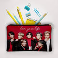 BTS Group Zipper Pouch For Army Fans Girls And Boys Multipurpose School Case. 