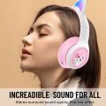 AKZ-07 Cross-Border New Arrival Cartoon Cute Headset Bluetooth Headset RGB Glowing Cat Ears Extra Bass Headphones. 