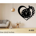 Work Mates | Heart Wooden Wall Clock A-003 | 3D Wall Clock Black Colour | Wooden Wall Clock | Wall Clock | Home Decore Wall Clock | Wall Clock For Bedroom. 