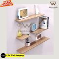 Wood Land Wall Mounted White & Black Floating Shelves, Book Storage Rack Shelf wooden shelves. 
