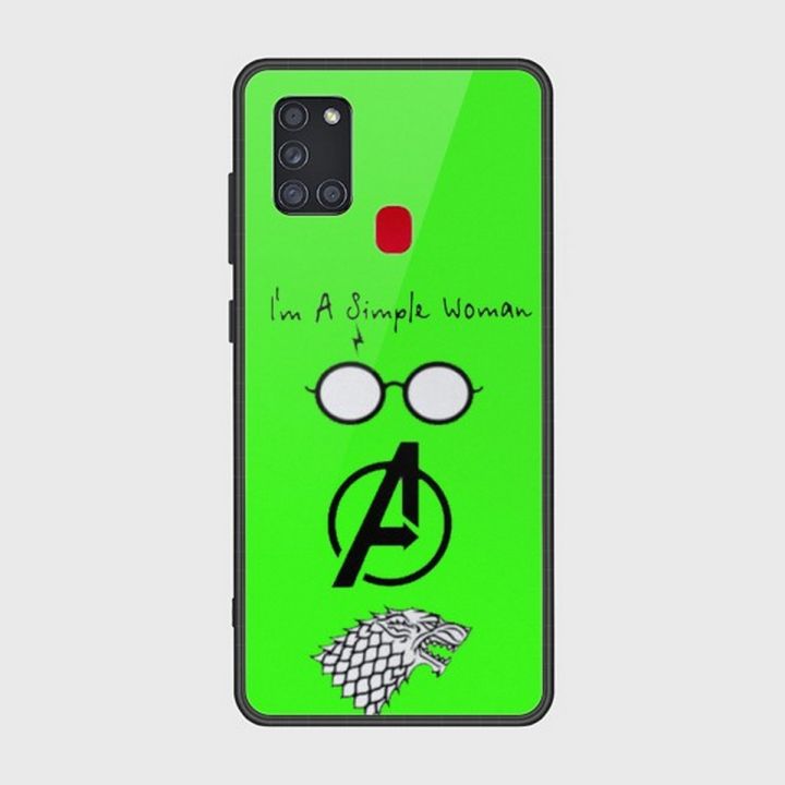 Samsung Galaxy A21s Cover - SkinLee HQ Infinity Glass Case (Soft) - I am a simple woman - SKINLEE-620-1-797-487