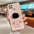 Maitus for Xiaomi Redmi 10A/Redmi 9C Back Cover with Astronaut Hidden Stand Luxury 6D Plating Square Bumper Shiny Cases Soft Silicone Full Protection Mobile Phone Case for Boy Girls. 