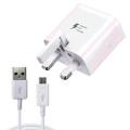 Samsung 3-pin Fast Charger Adapter With S5, Note 3 Cable. 