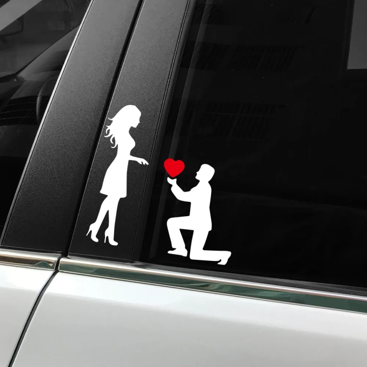 Proposal Theme, Couple Propose Romantic Love, heart boy girl Sticker Car Stickers Funny Vinyl Cool Cars Window Decoration, Car Sticker, Bike Stickers, Car Accesories