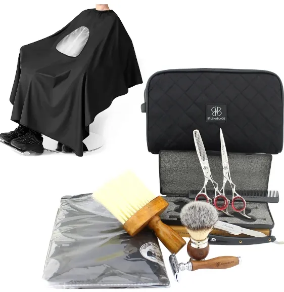 BrushnBlade Professional Personal Barber Kit with Silver 6.5” Scissors ...