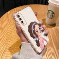 chenyyka For vivo Y20i Case Thin Side Edge Square New Design Phone Cases Cartoon Cute Girl Plating Pattern Silicone Casing Full Back Cover Camera Protection Shockproof Softcase. 