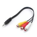 3.5mm Mini AV Male To 3 RCA Female Audio Video Cable Stereo Jack Adapter Cord. 