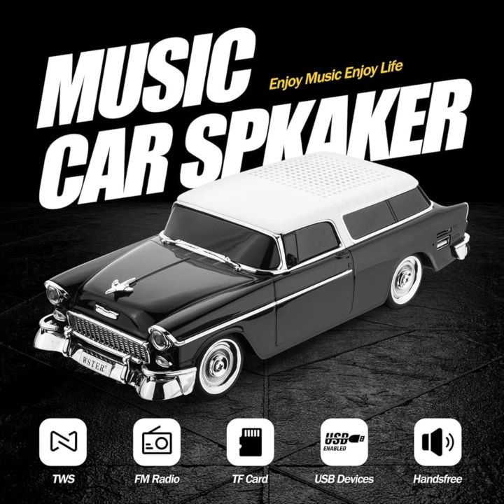 BT Car Bluetooth Speaker Metal Design| WS-1955 Music Car Speaker | WSTAR ,10W Output Volume | with FM Radio, USB & AUX | Mini Wireless Speaker with HD Sound for Home, Office, and Travel | best Design