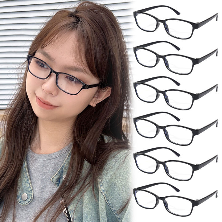 Vintage Plastic Narrow Rim Small Square Frame Glasses Blue Light Protection
