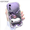 Hontinga for Redmi Note 12S Back Cover 3D Kuromi Melody Print Cream Texture Phone Case Wavy Edge Soft Silicone Cover. 