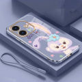 realme Note 60 Note 60x note60 50 Luxury Cute Stellalou Casing Square Edges Plating Back TPU Soft Case with Lanyard Cover. 