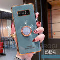 For Samsung Galaxy Note 8 Cover + Ring Holder Ultra Thin Shiny Plating Bumper Stand Phone Case Soft TPU Silicone Shockproof Protective Back Cover. 