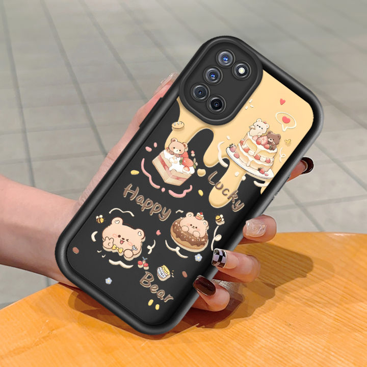 TA for OPPO A52 A92 Back Cover Soft Square Ladder Cute Bear Mobile Cover Silicone Camera Protection Phone Case