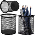 Metal Mesh Pen Container Round / Metal Mesh Pen Container / Pen Pencil Holder Organizer / Cosmetic Round Pen Stand Holders / Stationery Container Desk Organizer / Metal Round Container Art # SS-MRC01 (6 pcs). 