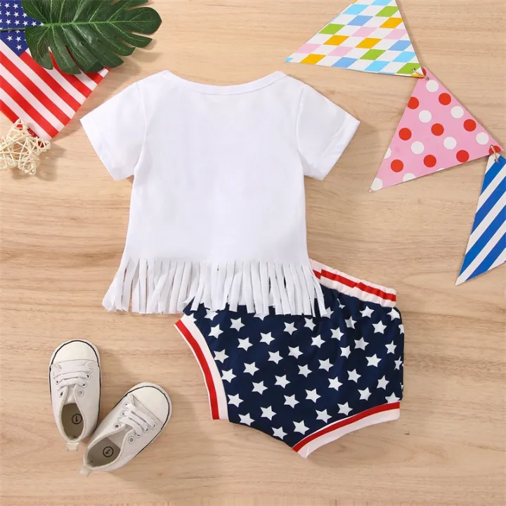 2%20Pcs%20Independence%20Day%20Pants%20Set,%20Baby%20Girls%20Letter%20&%20Heart%20Print%20Short%20Sleeve%20Tassel%20T-shirt%20+%20Star%20&%20Stripe%20Print%20Shorts%20-%20Image%202