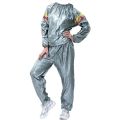 Heavy Duty Fitness Weight Loss Sweat Sauna Suit Exercise Gym Anti-Rip Silver. 