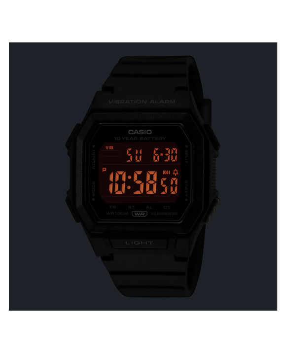 Led Banding Casio General Black Resin Case Dual Time, Stopwatch, Alarm, LED Light ...