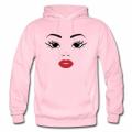 Girls Face Eyes Lips Pullover Hoodies for women. 