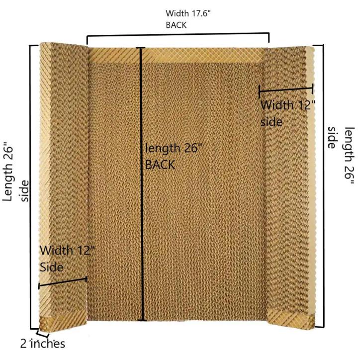 Set of 3 Imported Evaporative Air Cooler COOLING PADS 2 Inch Thickness, Air cooler Accessories (26"*17.6" BACK, 26"*12" SIDES)