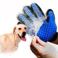 Pet Grooming Glove - Best for Furry Pets - Silicone Grooming Glove Blue. 
