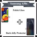 Samsung A50s Tempered Glass Screen Protector Polish Glass + Back Clear Jelly Protector Transparent Soft Film Protection Hydrogel Film Protector For Galaxy A50s. 
