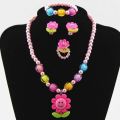 1set Candy Beads Resin Plastic Kids Jewelry Set for Children Flower Pendants Cute Necklace set. 