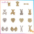 10Pcs Nail Ornament Gloss Non-falling Three-dimensional DIY Stunning Visual Effect Heart Bow Bear Bunny Nail Alloy Decor Nail Salon Supply. 